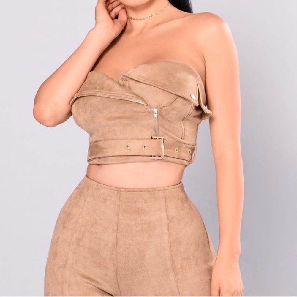 Crop Bralette Moto Suede Blouse